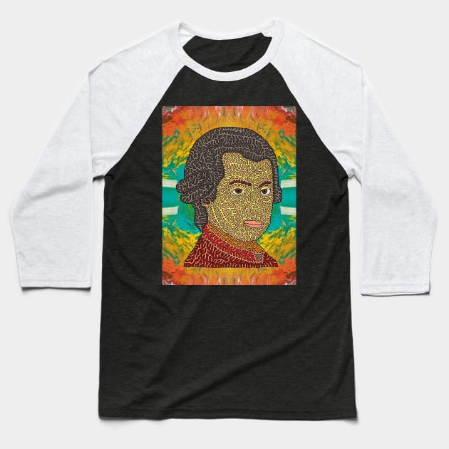 Mozart Portrait with Abstract Background Baseball T-Shirt by NightserFineArts